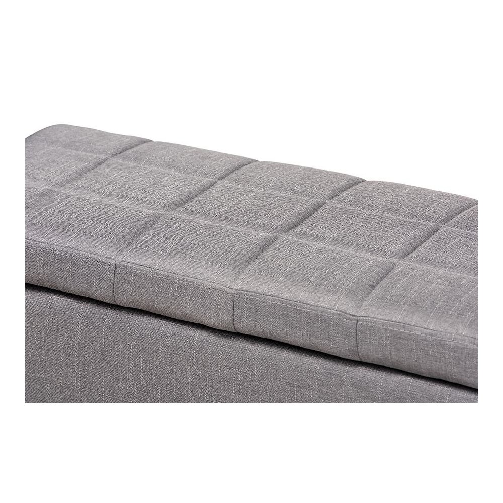 Fera Modern and Contemporary Gray Fabric Upholstered Storage Ottoman. Picture 6
