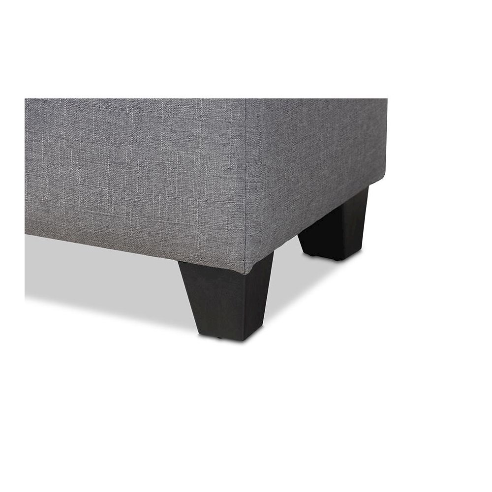 Fera Modern and Contemporary Gray Fabric Upholstered Storage Ottoman. Picture 7