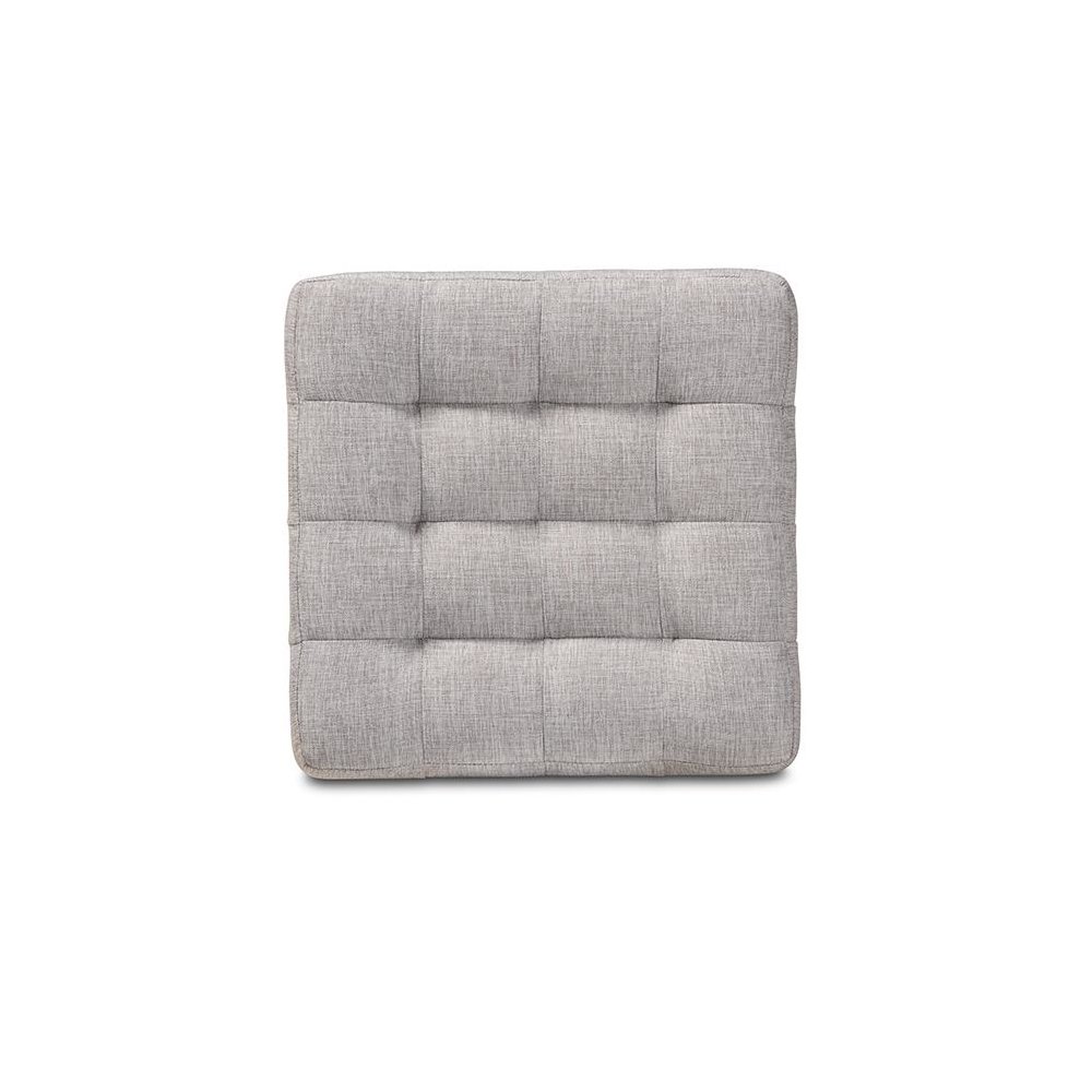 Greyish Beige Fabric Upholstered Tufted Cube Ottoman Set of 2. Picture 3