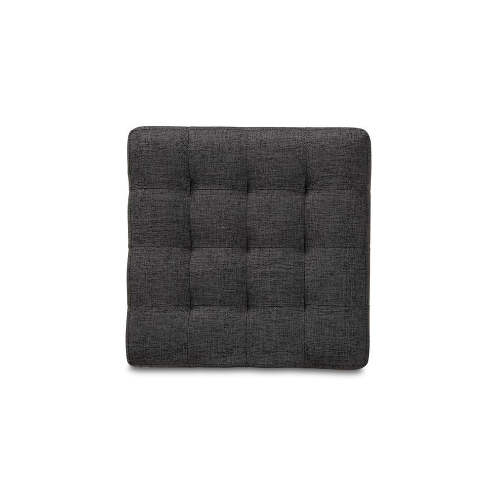 Dark Grey Fabric Upholstered Tufted Cube Ottoman Set of 2. Picture 3