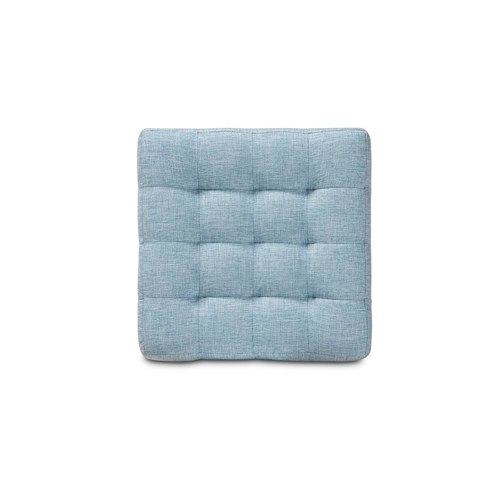 Light Blue Fabric Upholstered Tufted Cube Ottoman Set of 2. Picture 3