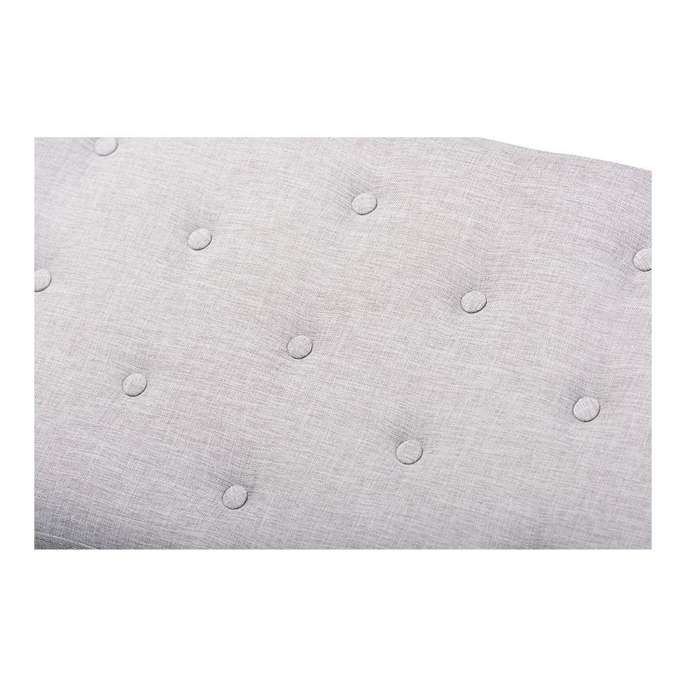 Greyish Beige Fabric Upholstered and Button Tufted Wood Bench. Picture 4
