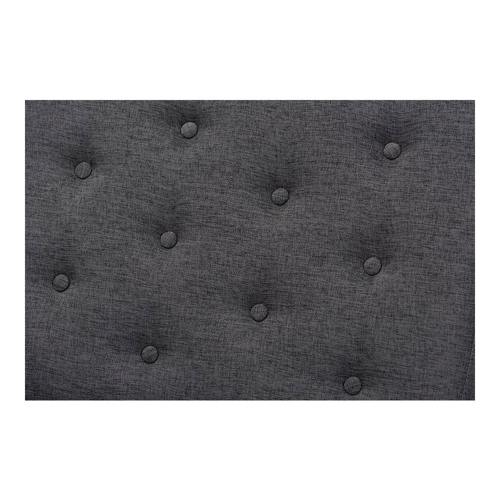 Dark Grey Fabric Upholstered and Button Tufted Wood Bench. Picture 4