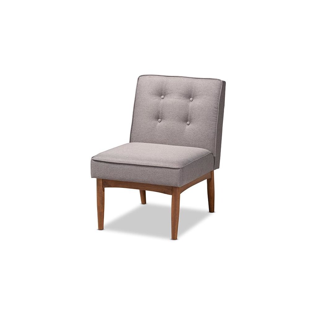 Baxton Studio Arvid Mid-Century Modern Gray Fabric Upholstered Wood Dining Chair. Picture 1