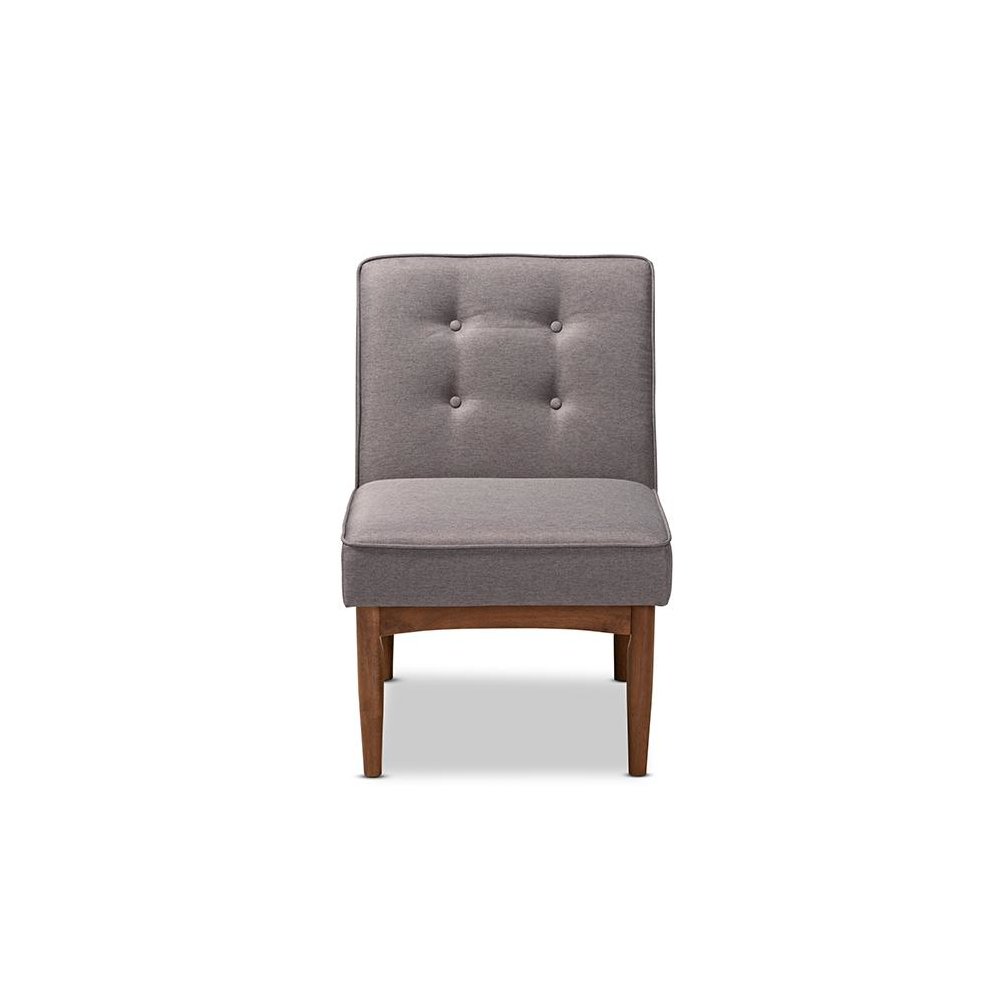 Baxton Studio Arvid Mid-Century Modern Gray Fabric Upholstered Wood Dining Chair. Picture 2