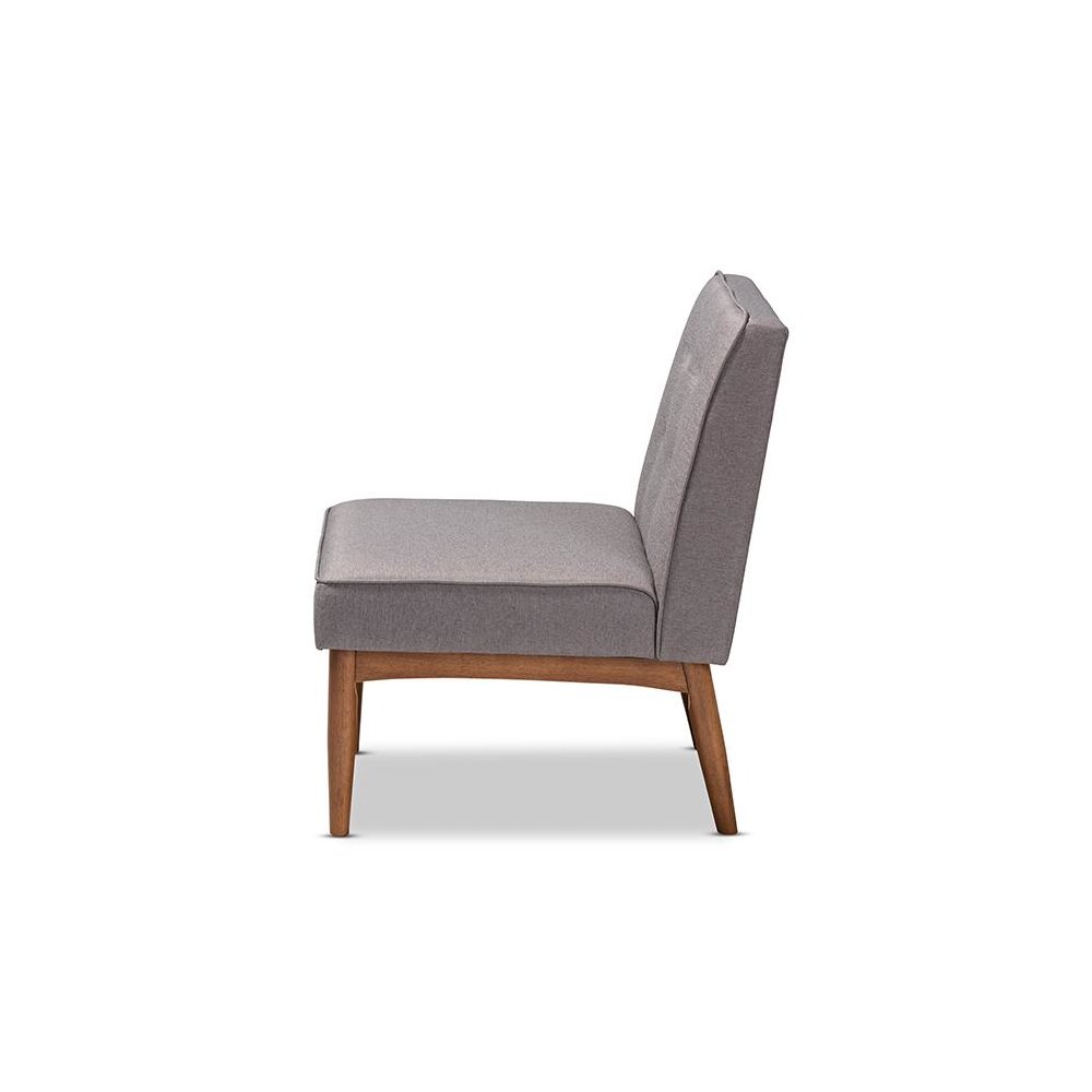 Baxton Studio Arvid Mid-Century Modern Gray Fabric Upholstered Wood Dining Chair. Picture 3