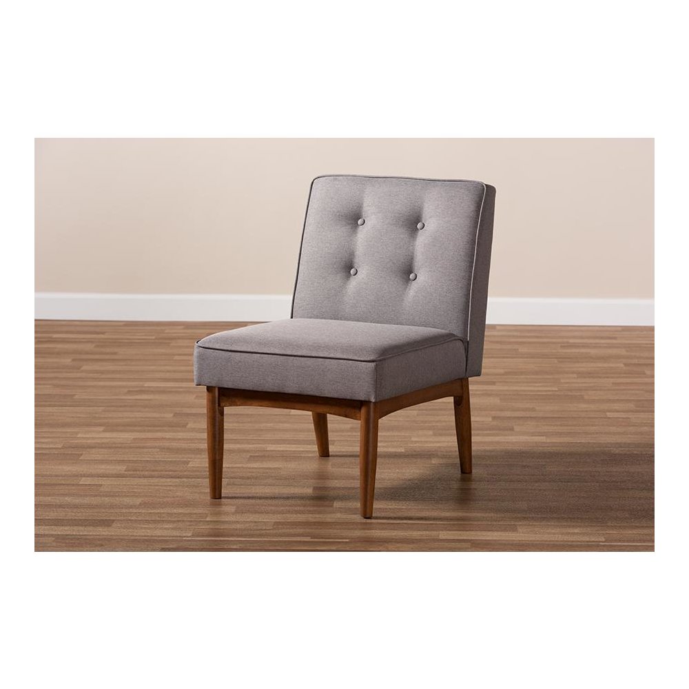Baxton Studio Arvid Mid-Century Modern Gray Fabric Upholstered Wood Dining Chair. Picture 8