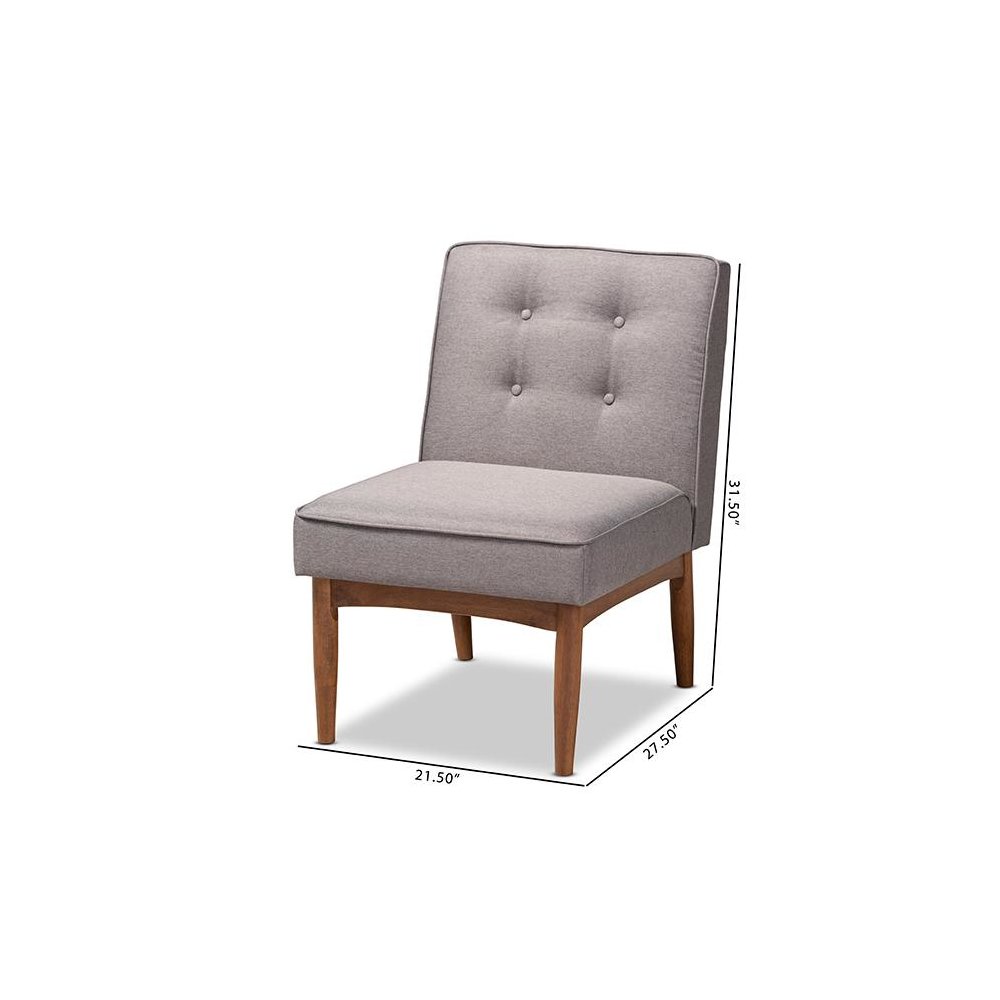 Baxton Studio Arvid Mid-Century Modern Gray Fabric Upholstered Wood Dining Chair. Picture 9