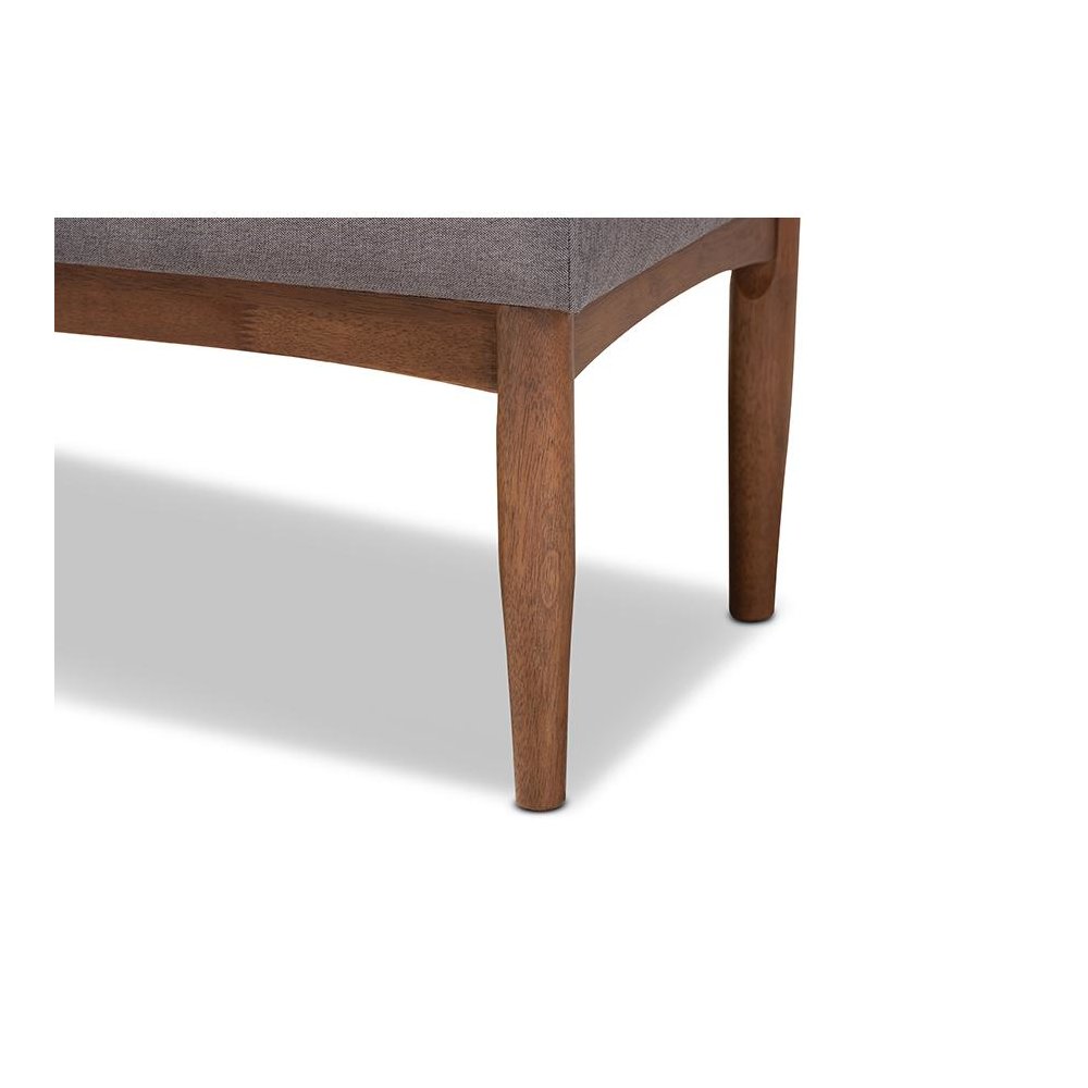 Baxton Studio Arvid Mid-Century Modern Gray Fabric Upholstered Wood Dining Bench. Picture 4
