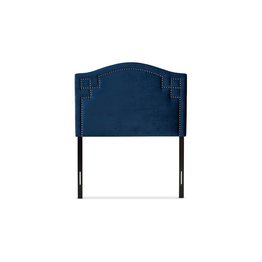Royal Blue Velvet Fabric Upholstered Twin Size Headboard. Picture 2