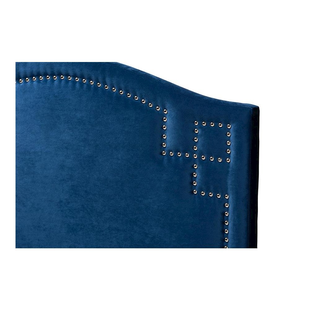 Royal Blue Velvet Fabric Upholstered Twin Size Headboard. Picture 3