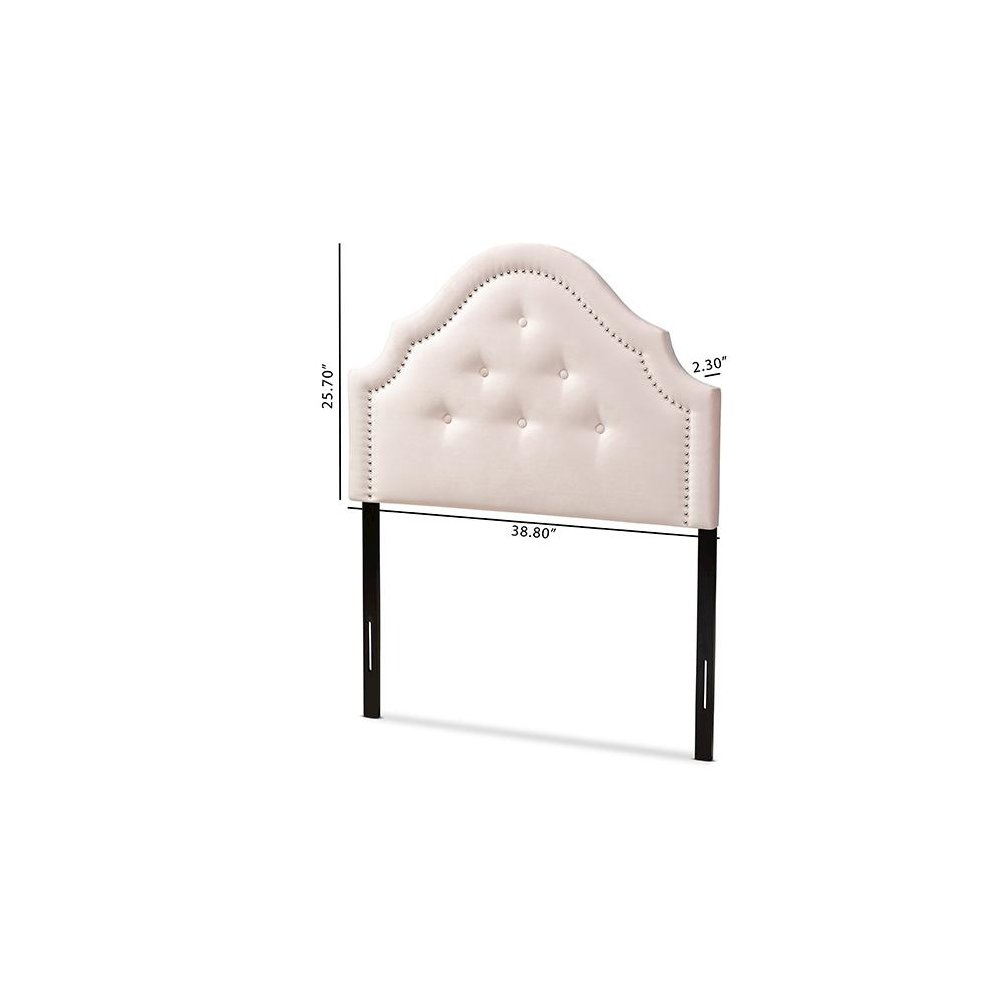 Light Pink Velvet Fabric Upholstered Twin Size Headboard. Picture 6
