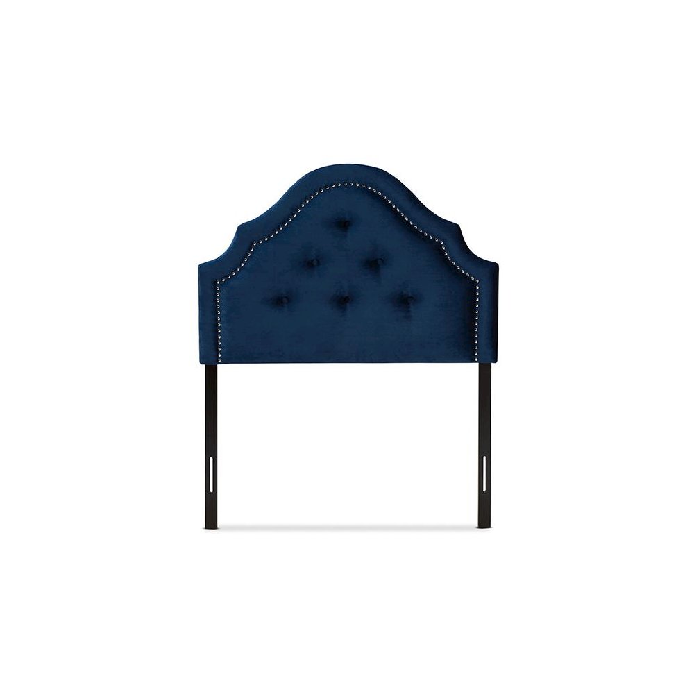 Royal Blue Velvet Fabric Upholstered Twin Size Headboard. Picture 2