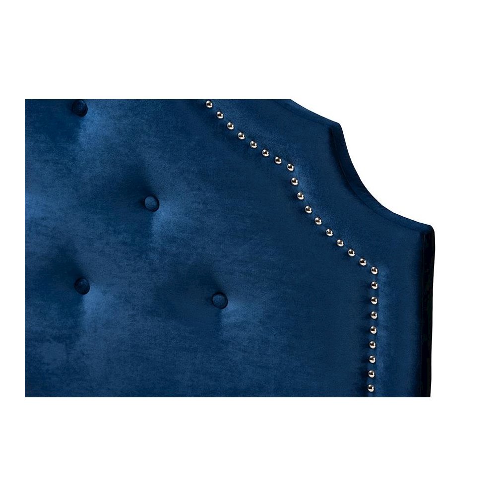 Royal Blue Velvet Fabric Upholstered Twin Size Headboard. Picture 3