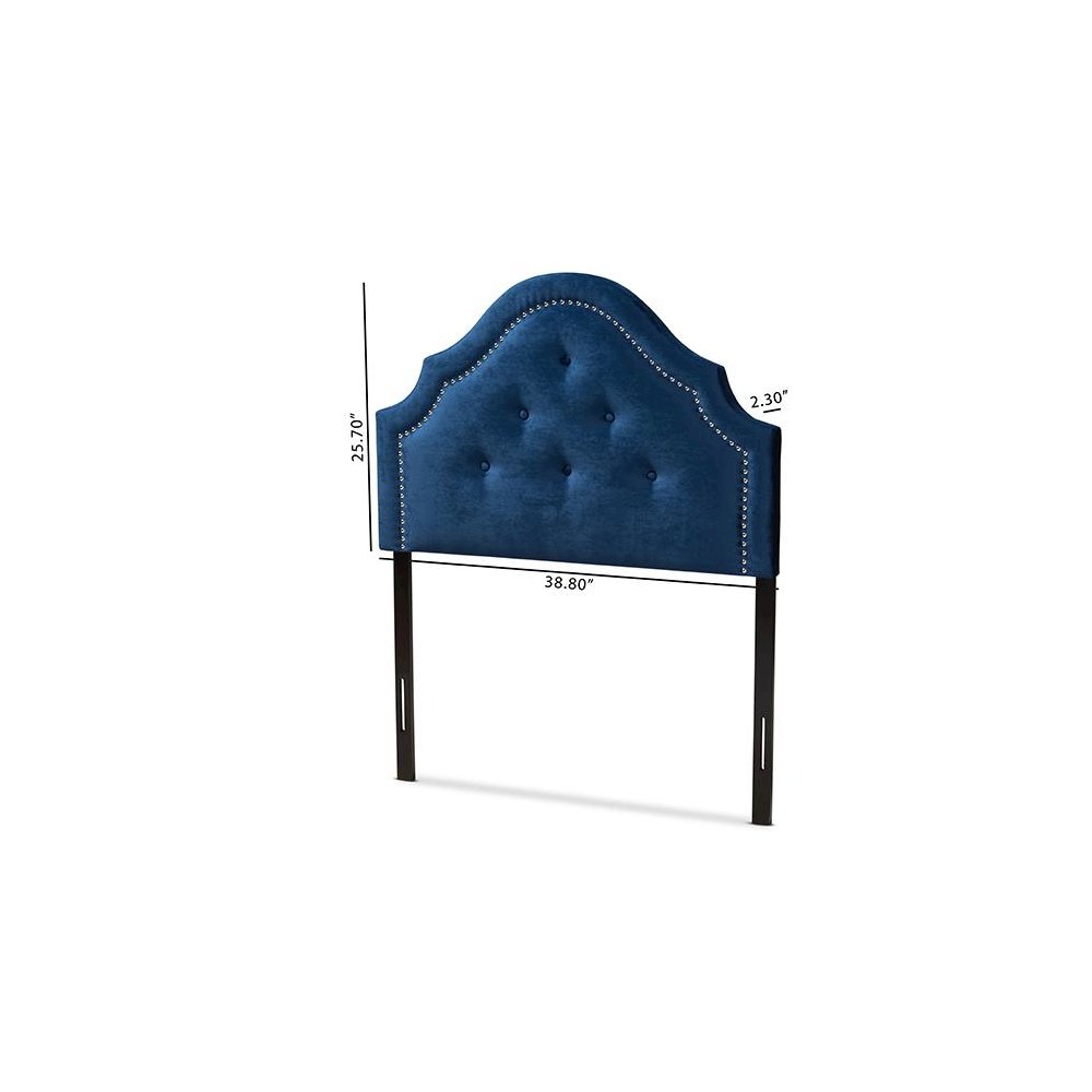 Royal Blue Velvet Fabric Upholstered Twin Size Headboard. Picture 6