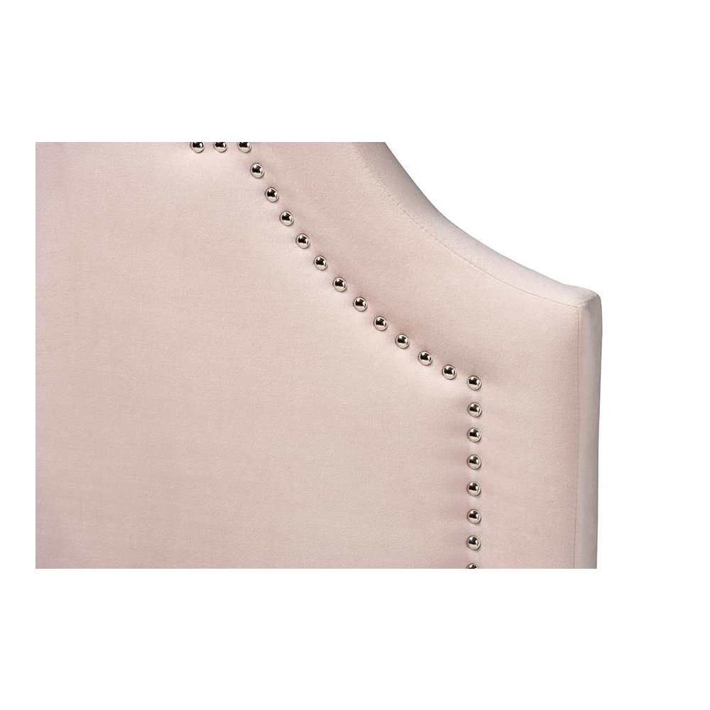 Light Pink Velvet Fabric Upholstered Twin Size Headboard. Picture 3