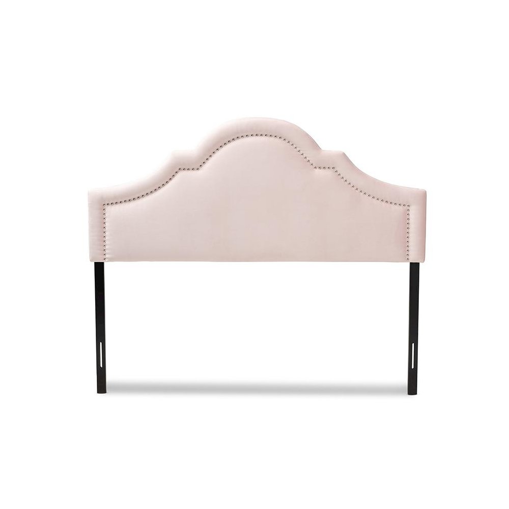 Light Pink Velvet Fabric Upholstered Full Size Headboard. Picture 2