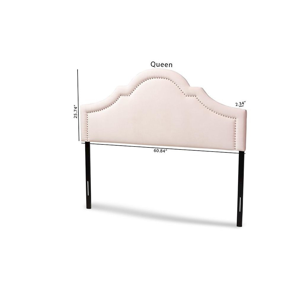 Light Pink Velvet Fabric Upholstered Full Size Headboard. Picture 7