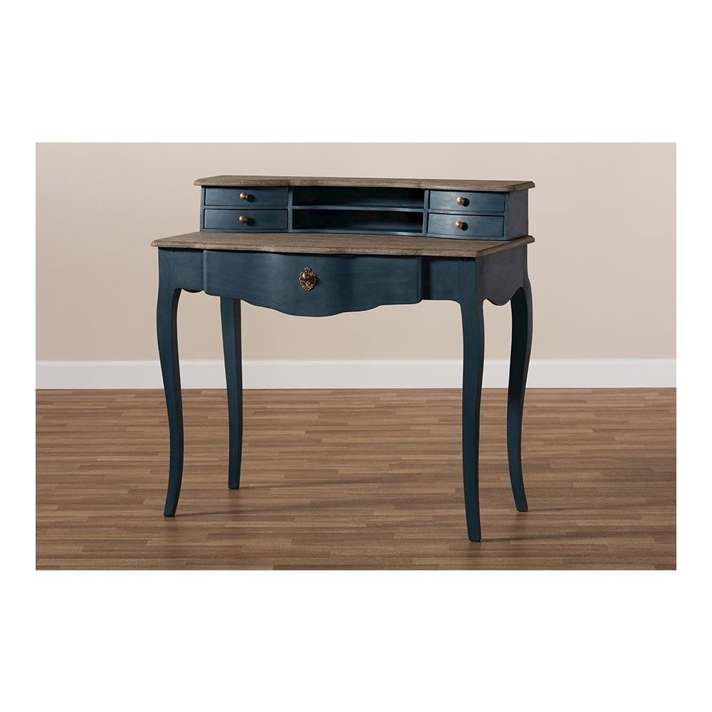 Celestine French Provincial Blue Spruce Finished Wood Accent Writing Desk. Picture 10