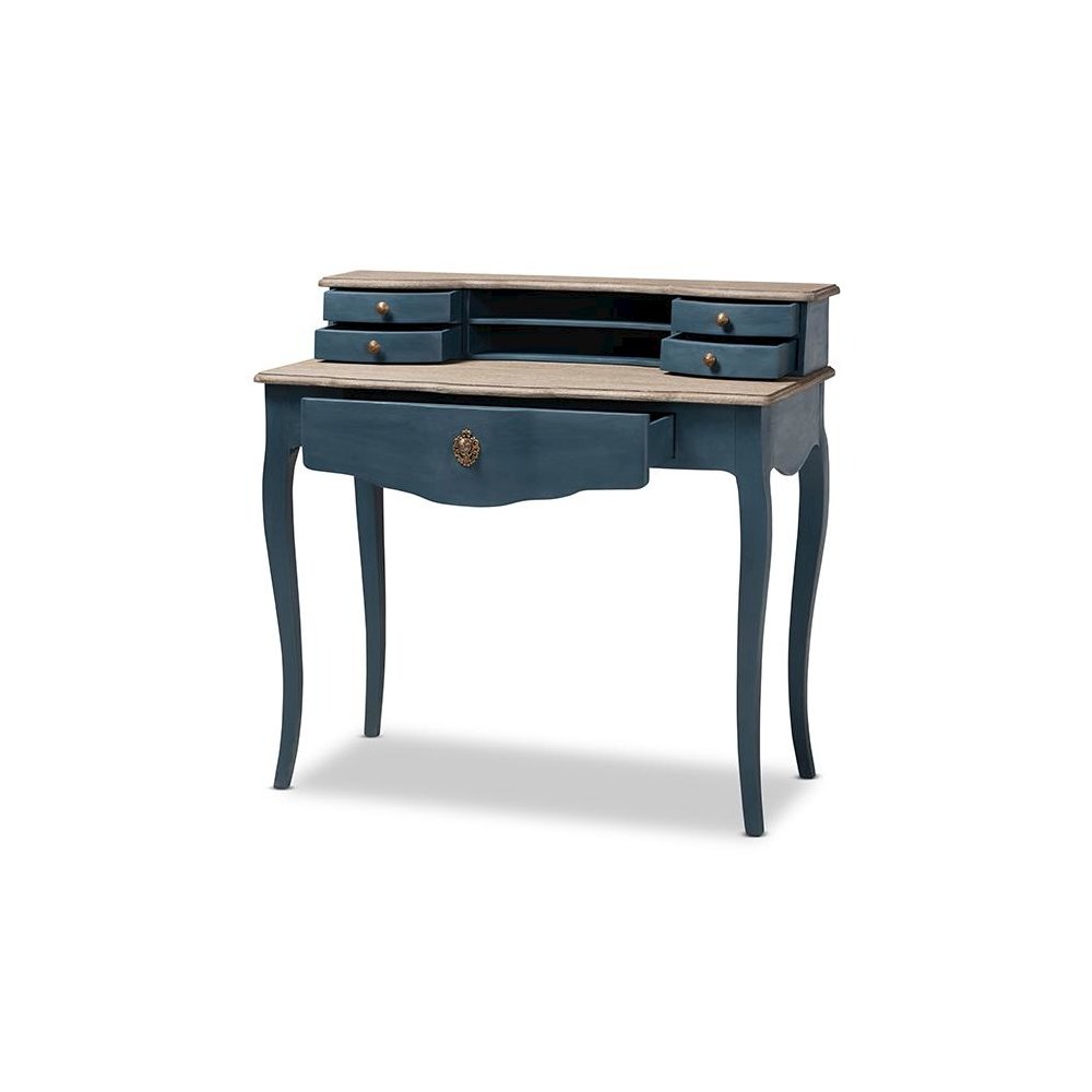 Celestine French Provincial Blue Spruce Finished Wood Accent Writing Desk. Picture 2