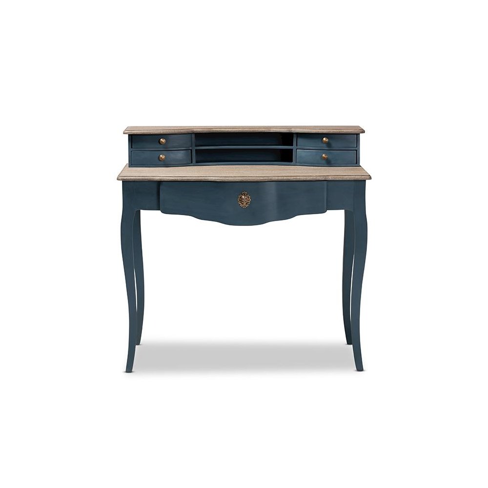 Celestine French Provincial Blue Spruce Finished Wood Accent Writing Desk. Picture 3