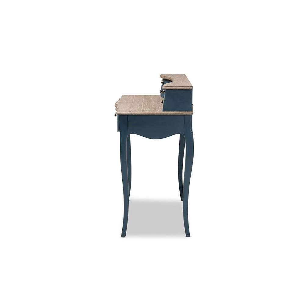 Celestine French Provincial Blue Spruce Finished Wood Accent Writing Desk. Picture 4
