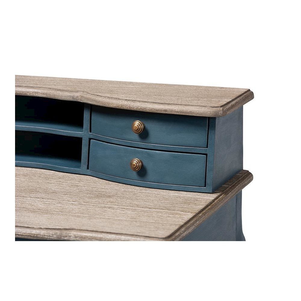 Celestine French Provincial Blue Spruce Finished Wood Accent Writing Desk. Picture 6
