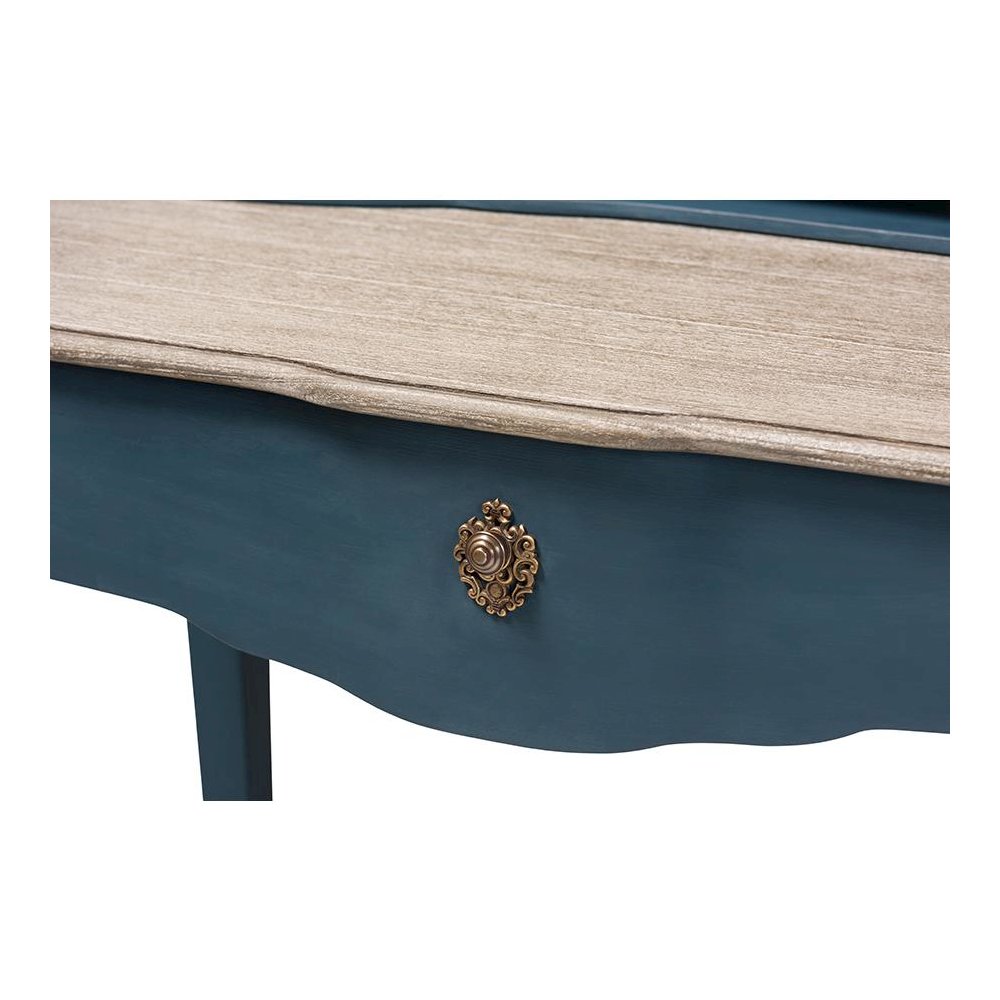 Celestine French Provincial Blue Spruce Finished Wood Accent Writing Desk. Picture 7