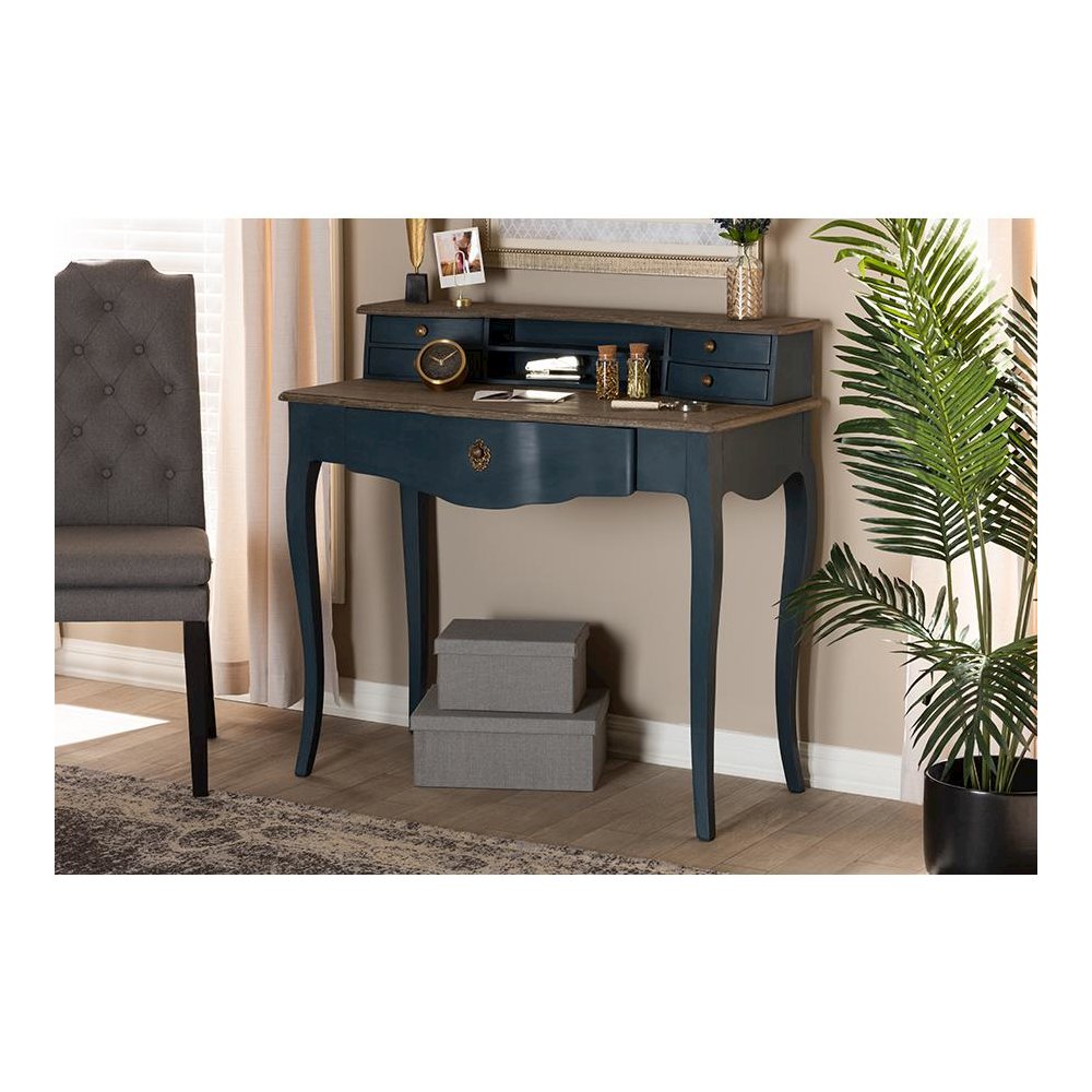 Celestine French Provincial Blue Spruce Finished Wood Accent Writing Desk. Picture 9