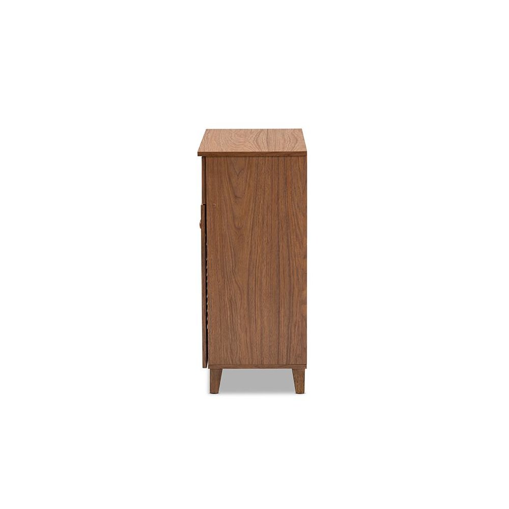 Walnut Finished 4-Shelf Wood Shoe Storage Cabinet with Drawer. Picture 4
