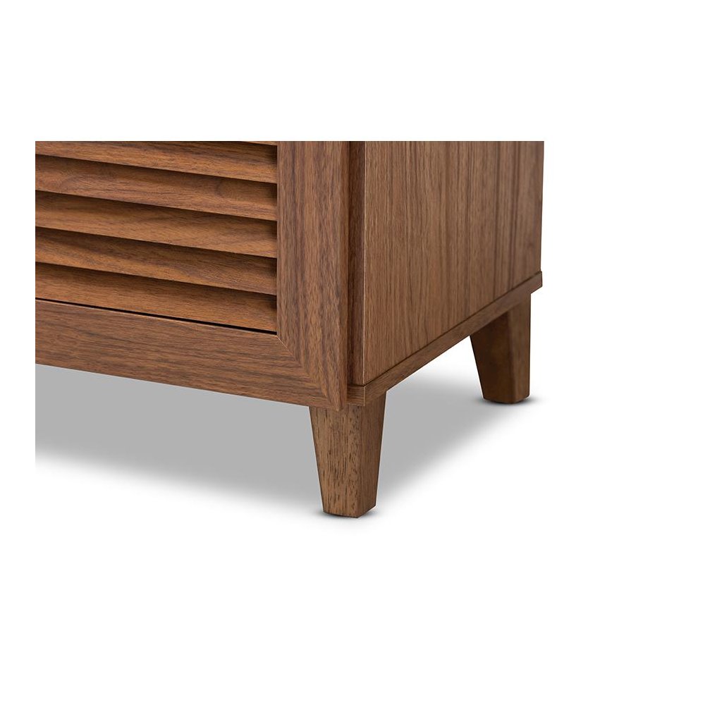Walnut Finished 4-Shelf Wood Shoe Storage Cabinet with Drawer. Picture 6