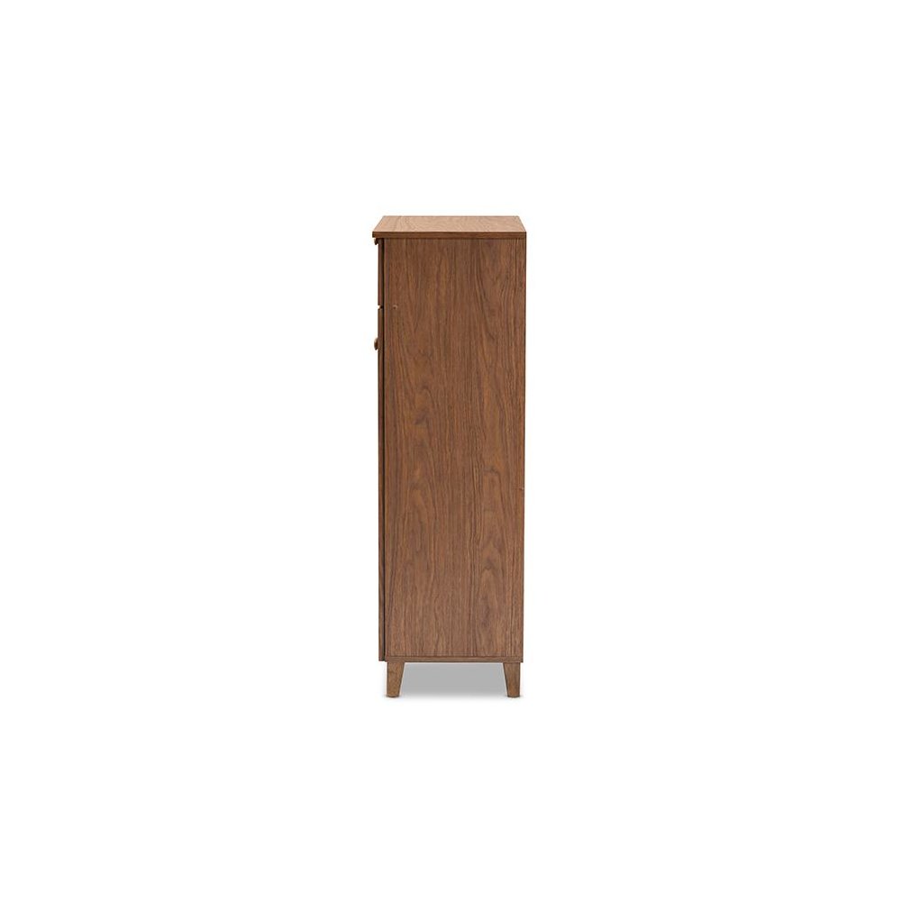 Walnut Finished 5-Shelf Wood Shoe Storage Cabinet with Drawer. Picture 4