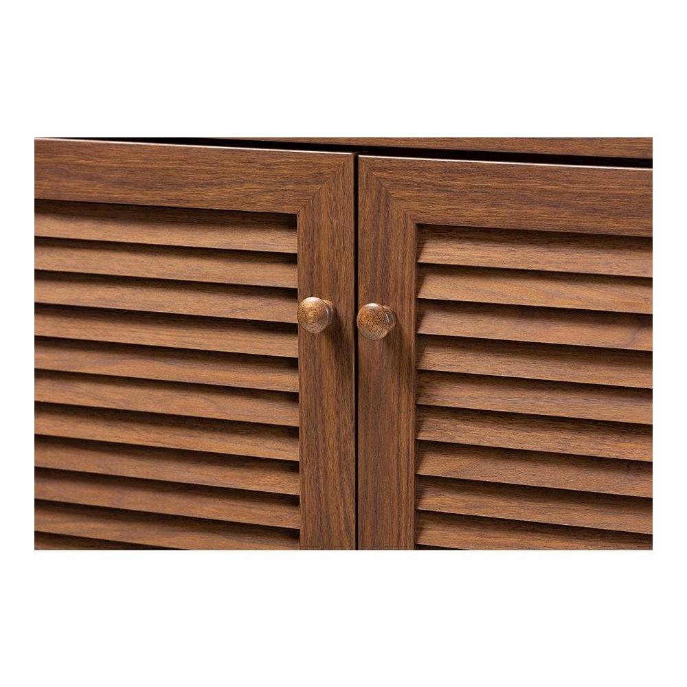 Walnut Finished 5-Shelf Wood Shoe Storage Cabinet with Drawer. Picture 5