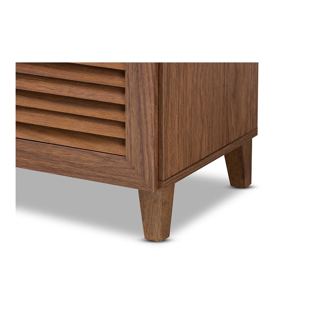 Walnut Finished 5-Shelf Wood Shoe Storage Cabinet with Drawer. Picture 6