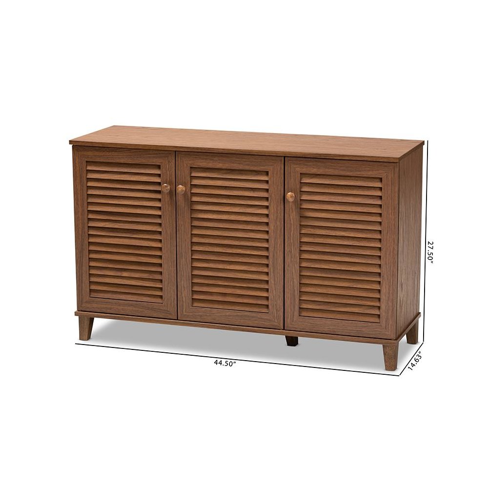 Walnut Finished 8-Shelf Wood Shoe Storage Cabinet. Picture 10