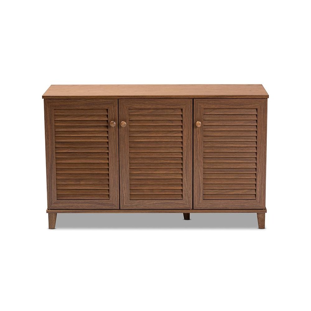 Walnut Finished 8-Shelf Wood Shoe Storage Cabinet. Picture 3