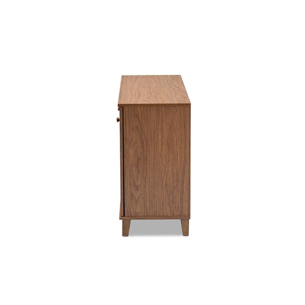 Walnut Finished 8-Shelf Wood Shoe Storage Cabinet. Picture 4
