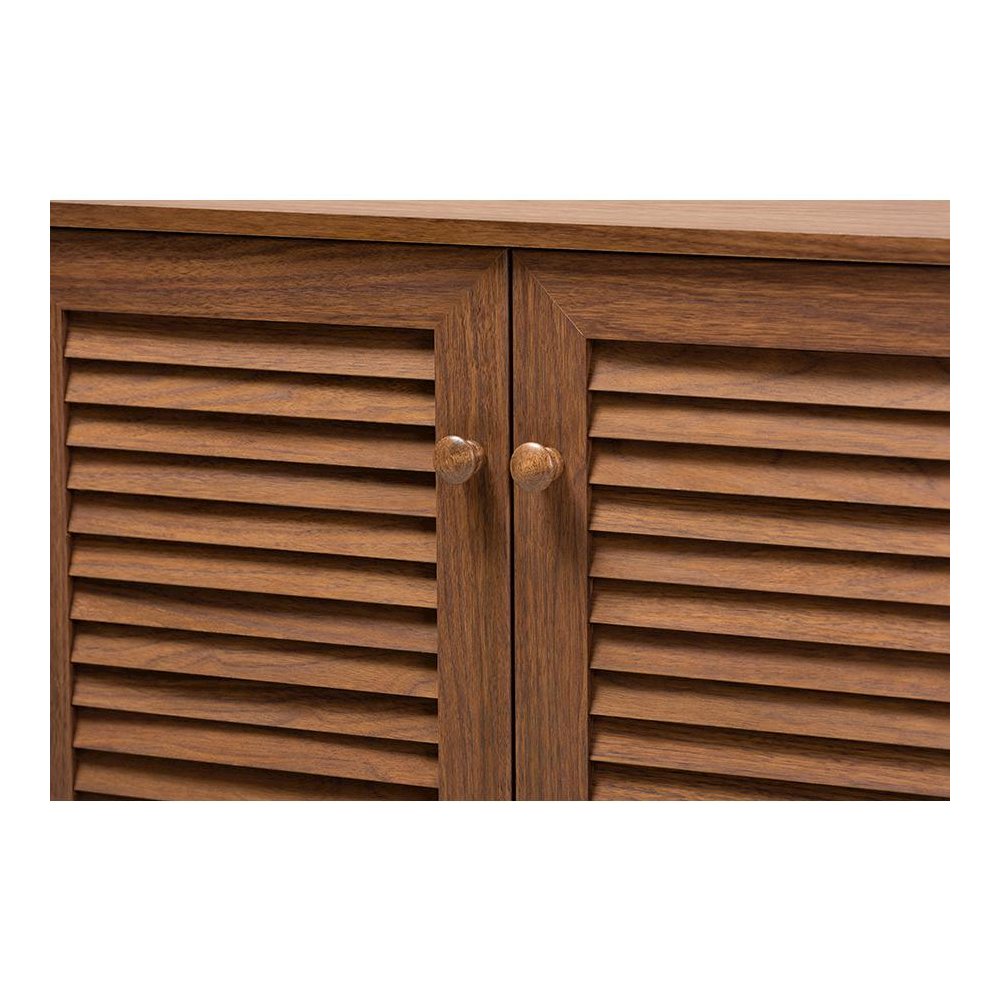 Walnut Finished 8-Shelf Wood Shoe Storage Cabinet. Picture 5