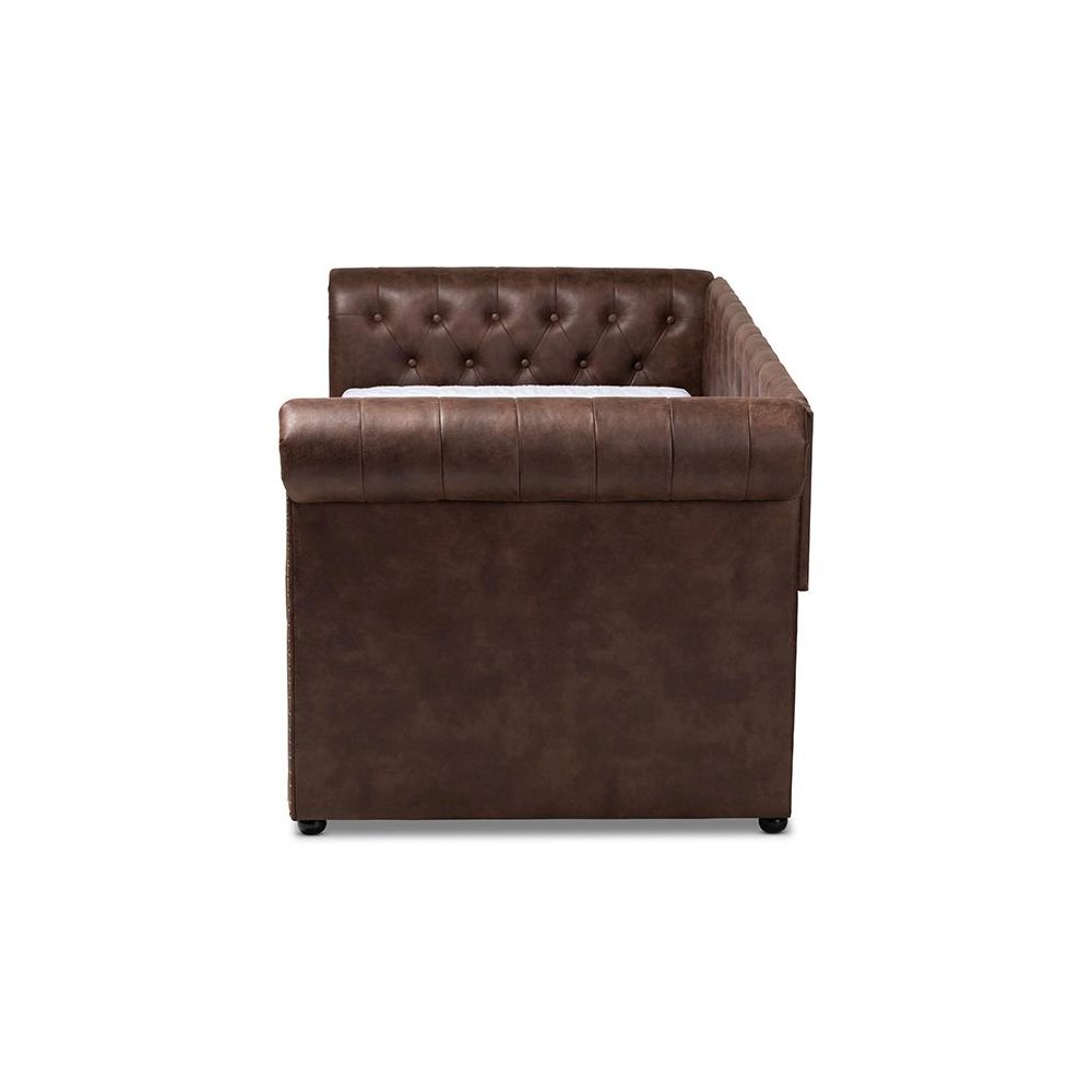 Leather Upholstered Daybed with Trundle. Picture 3