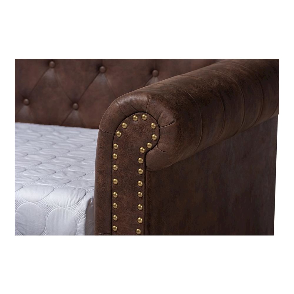 Leather Upholstered Daybed with Trundle. Picture 6