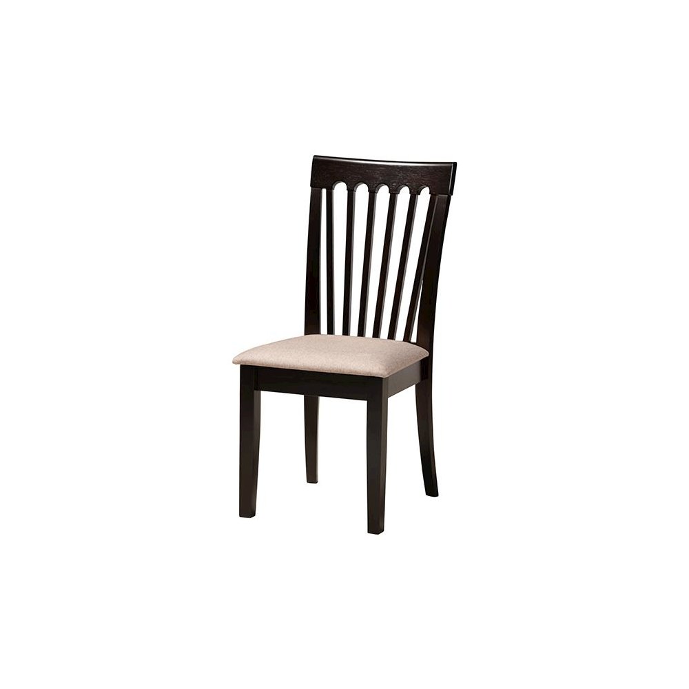 Lore Modern Sand Fabric and Dark Brown Finished Wood 5-Piece Dining Set. Picture 2