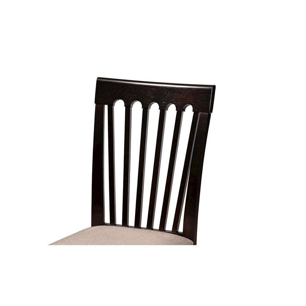 Lore Modern Sand Fabric and Dark Brown Finished Wood 5-Piece Dining Set. Picture 5
