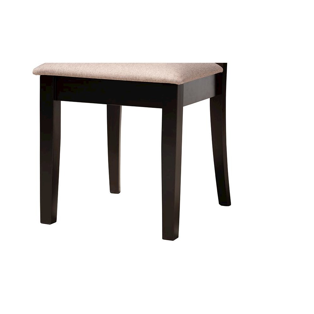 Lore Modern Sand Fabric and Dark Brown Finished Wood 5-Piece Dining Set. Picture 6