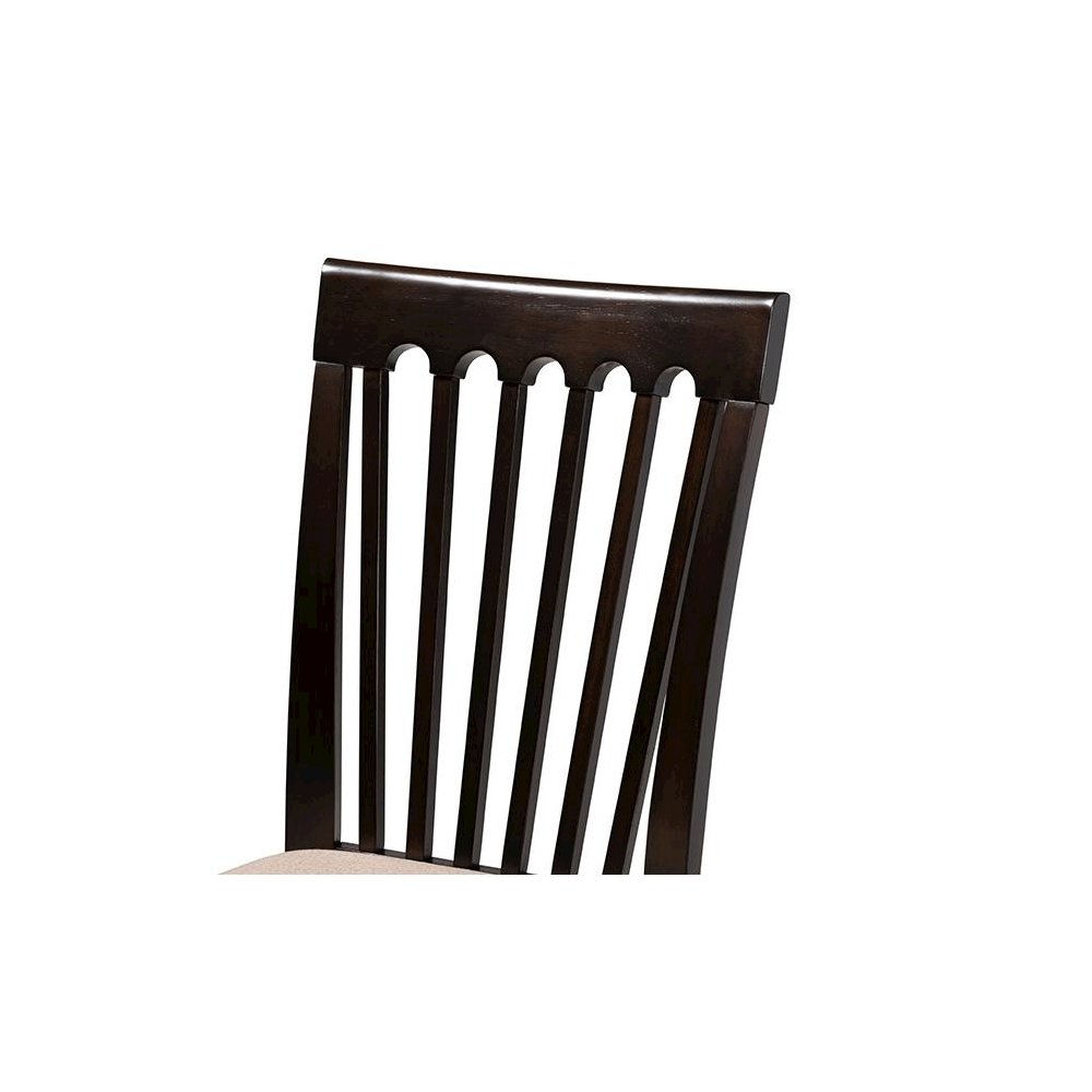 Sand Fabric Upholstered Espresso Brown Finished Wood Dining Chair Set of 4. Picture 3