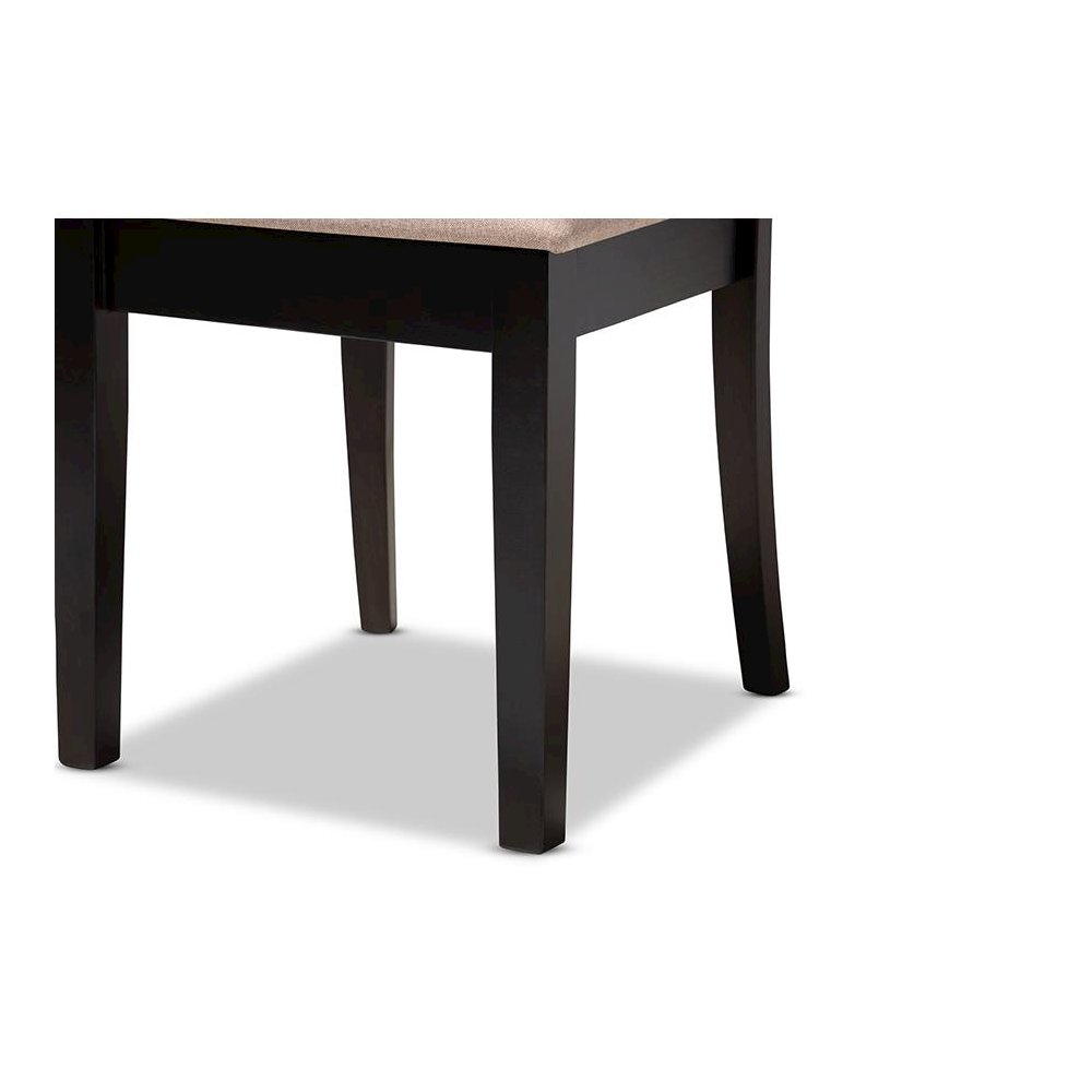 Sand Fabric Upholstered Espresso Brown Finished Wood Dining Chair Set of 4. Picture 4