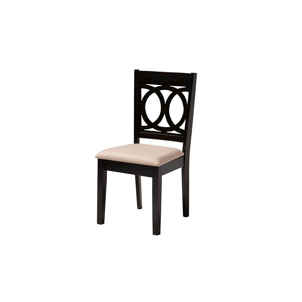 Sanne Modern Beige Fabric and Espresso Brown Finished Wood 5-Piece Dining Set. Picture 2