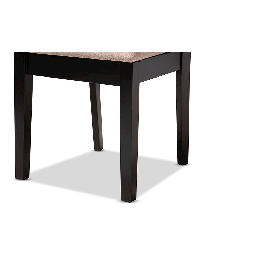 Sand Fabric Upholstered Espresso Brown Finished Wood Dining Chair Set of 4. Picture 4