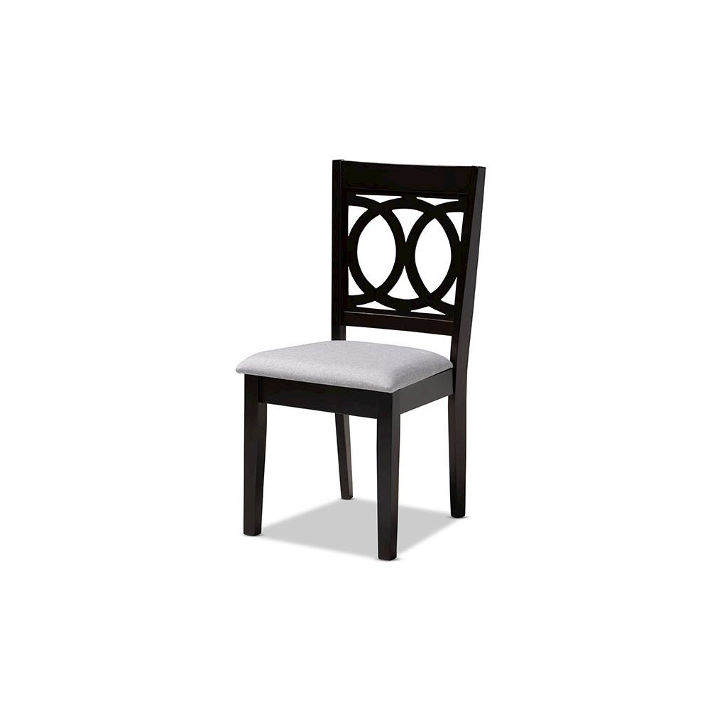 Gray Fabric Upholstered Espresso Brown Finished Wood Dining Chair Set of 4. Picture 2