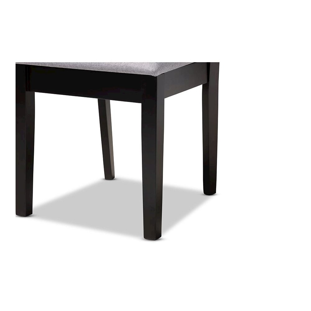 Gray Fabric Upholstered Espresso Brown Finished Wood Dining Chair Set of 4. Picture 4