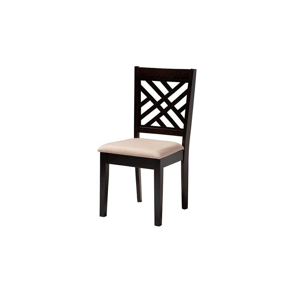 Norah Modern Sand Fabric and Dark Brown Finished Wood 5-Piece Dining Set. Picture 2